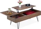 Relaxdays salontafel met opbergruimte - bijzettafel houtlook - uitklapbare huiskamertafel