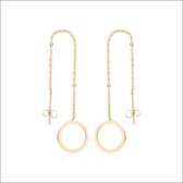 Aramat jewels ® - Doortrek oorbellen cirkel goudkleurig staal 10cm