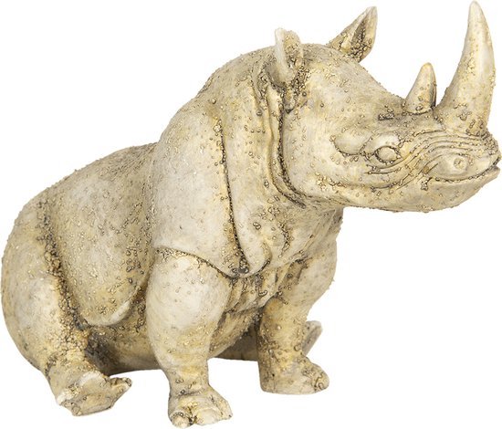 Decoratie Beeld Neushoorn 32*17*20 cm Beige Kunststof Decoratief Figuur Decoratieve Accessoires Woonaccessoires