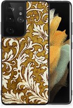 Hoesje maken Geschikt voor Samsung Galaxy S21 Ultra Smartphone Hoesje met Zwarte rand Barok Goud