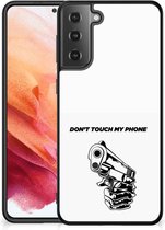 Back Cover Siliconen Hoesje Samsung Galaxy S21 Telefoonhoesje met Zwarte rand Gun Don't Touch My Phone