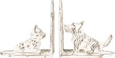 Boekensteunen Set van 2 15*7*15 cm Wit Ijzer Honden Boekenhouders Boekensteun