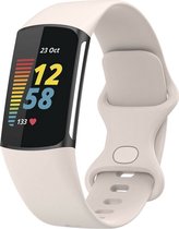 Shop4 - Bandje voor Fitbit Charge 5 - Siliconen Zand Wit
