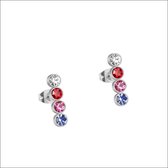 Aramat jewels ® - Zweerknopjes- oorbellen bar-zirkonia-chirurgisch staal-16x4mm-multikleur