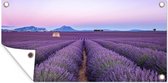 Schuttingposter Lavendelveld tijdens zonsondergang in Zuid-Frankrijk - 200x100 cm - Tuindoek