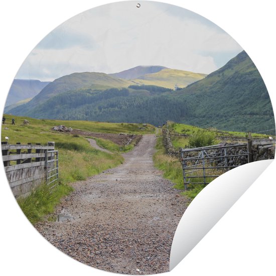 Tuincirkel Landweggetje richting de Ben Nevis in Schotland - 90x90 cm - Ronde Tuinposter - Buiten