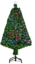 Kunstkerstboom 1,2 m 130 takken met LED verlichting glasvezel kleurwisselaar groen 60 x 60 x 120 cm