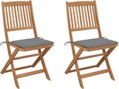 Decoways - Tuinstoelen 2 stuks inklapbaar met kussens massief acaciahout