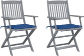 Decoways - Tuinstoelen 2 stuks inklapbaar met kussens massief acaciahout