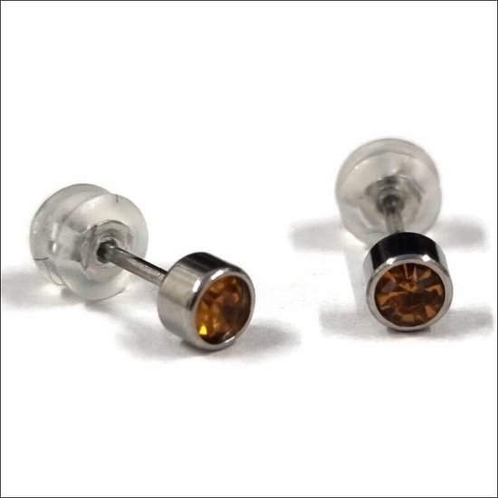 Aramat jewels ® - Zweerknopjes oorbellen 4mm topaas chirurgisch staal