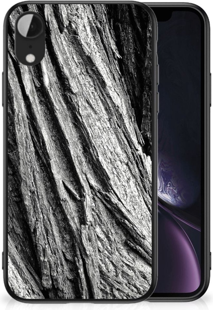 Houten Print Telefoonhoesje Apple iPhone XR Boomschors Grijs