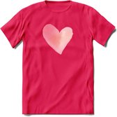 Valentijn Pastel waterverf Hart T-Shirt | Grappig Valentijnsdag Cadeautje voor Hem en Haar | Dames - Heren - Unisex | Kleding Cadeau | - Roze - S