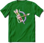 Valentijn pijl en boog Hart T-Shirt | Grappig Valentijnsdag Cadeautje voor Hem en Haar | Dames - Heren - Unisex | Kleding Cadeau | - Donker Groen - XXL