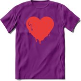 Valentijn Hart T-Shirt | Grappig Valentijnsdag Cadeautje voor Hem en Haar | Dames - Heren - Unisex | Kleding Cadeau | - Paars - S