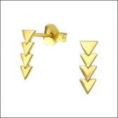 Aramat jewels ® - Zilveren goldplated bar oorbellen 4 driehoekjes 925 zilver 10x3mm goudkleurig