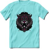 Tijger - Dieren Mandala T-Shirt | Roze | Grappig Verjaardag Zentangle Dierenkop Cadeau Shirt | Dames - Heren - Unisex | Wildlife Tshirt Kleding Kado | - Licht Blauw - XL