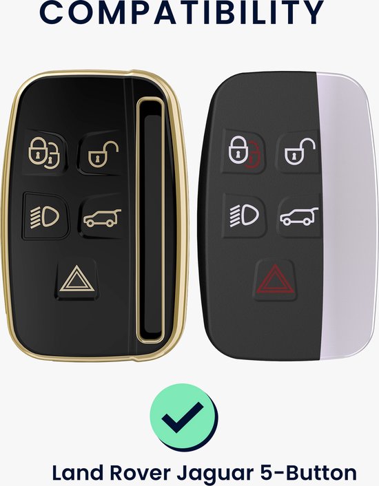 kwmobile Boîtier de Rechange Rigide Antichoc Compatible avec Land Rover Jaguar 5-Bouton - Noir