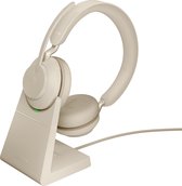 Jabra Evolve2 65 UC Stereo Beige + Stand - Bluetooth Headset - on-ear - wireless - USB - noise isolating