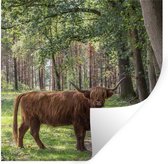 Muurstickers - Sticker Folie - Bos - Schotse hooglander - Licht - 100x100 cm - Plakfolie - Muurstickers Kinderkamer - Zelfklevend Behang XXL - Zelfklevend behangpapier - Stickerfolie