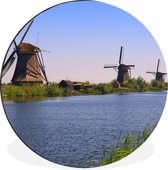 WallCircle - Wall Circle - Wall Circle - Pays- Nederland - Moulin à vent - Water - Aluminium - Dibond - 140x140 cm - Intérieur et extérieur
