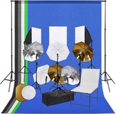 vidaXL Fotostudioset met lampen, paraplu's, achtergrond en reflector