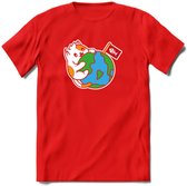 It's A Cat World - Katten T-Shirt Kleding Cadeau | Dames - Heren - Unisex | Kat / Dieren shirt | Grappig Verjaardag kado | Tshirt Met Print | - Rood - L