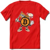 BTC Mascot - Crypto T-Shirt Kleding Cadeau | Dames / Heren / Unisex | Bitcoin / Ethereum shirt | Grappig Verjaardag kado | BTC Tshirt Met Print | - Rood - M