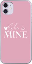 Geschikt voor iPhone 11 hoesje - Bruiloft - Quotes - 'She is mine' - Spreuken - Siliconen Telefoonhoesje