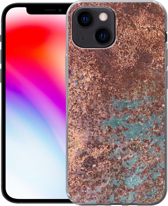 Coque iPhone 13 mini - Rouille - Fer - Turquoise - Siliconen