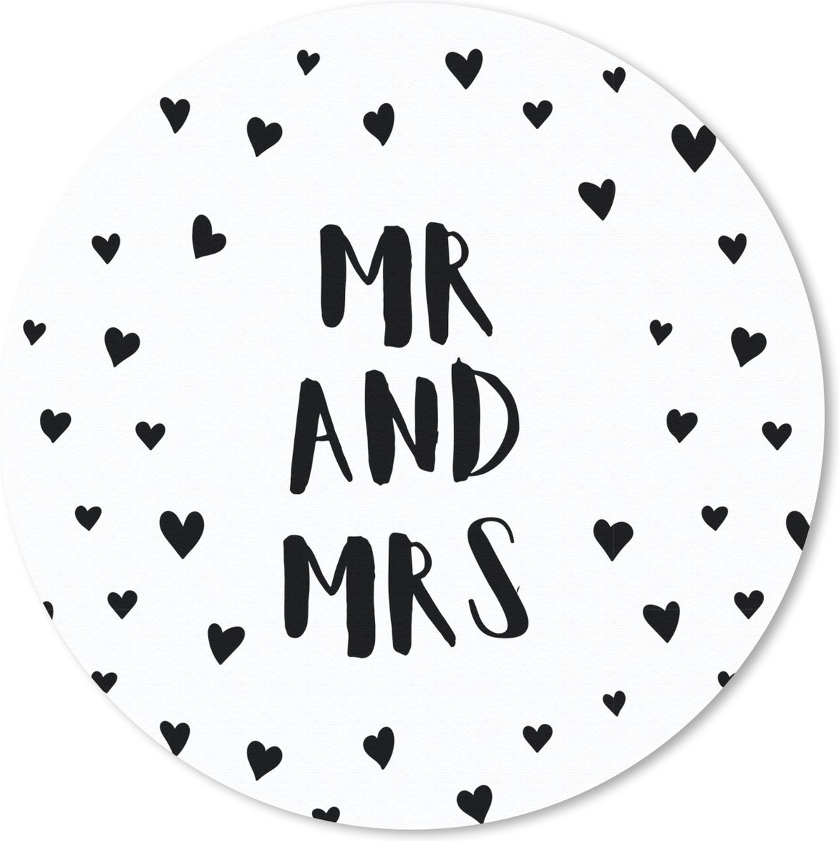 Muismat rond 30x30 cm - Mousepad 'Mr & Mrs' - Quotes - Spreuken - Trouwen - Ronde muismatten
