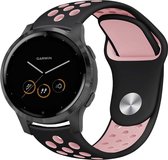 Siliconen Smartwatch bandje - Geschikt voor  Garmin Vivoactive 4s sport band - 40mm - zwart/roze - Strap-it Horlogeband / Polsband / Armband