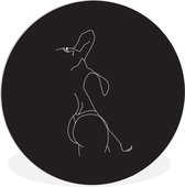 Illustration transformée femme sur fond noir Assiette en plastique cercle mural ⌀ 30 cm - tirage photo sur cercle mural / cercle vivant (décoration murale)
