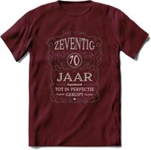 70 Jaar Legendarisch Gerijpt T-Shirt | Donkergrijs - Grijs | Grappig Verjaardag en Feest Cadeau Shirt | Dames - Heren - Unisex | Tshirt Kleding Kado | - Burgundy - L