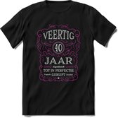 40 Jaar Legendarisch Gerijpt T-Shirt | Roze - Grijs | Grappig Verjaardag en Feest Cadeau Shirt | Dames - Heren - Unisex | Tshirt Kleding Kado | - Zwart - M