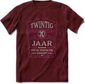 20 Jaar Legendarisch Gerijpt T-Shirt | Roze - Grijs | Grappig Verjaardag en Feest Cadeau Shirt | Dames - Heren - Unisex | Tshirt Kleding Kado | - Burgundy - L