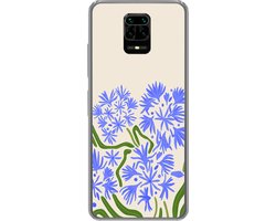 Coque Xiaomi Redmi Note 9 Pro - Bloem - Blauw - Feuille - Simple - Coque de téléphone en Siliconen