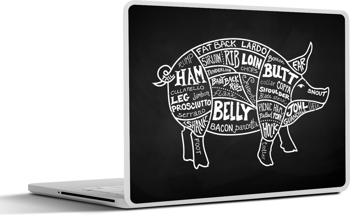 Laptop sticker - 15.6 inch - Varken - Keuken - Vlees - 36x27,5cm - Laptopstickers - Laptop skin - Cover - Cadeau voor vrouw