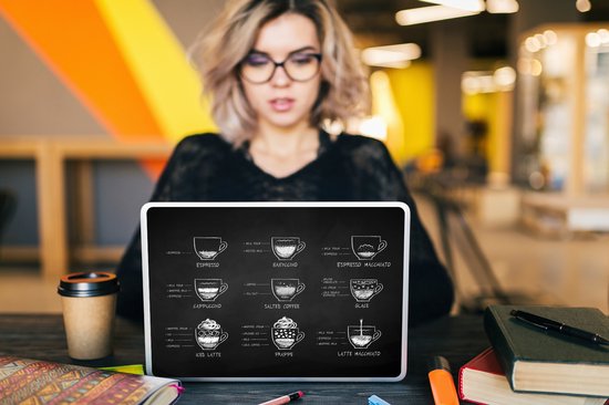 Autocollant pour ordinateur portable - 12,3 pouces - Cuisine - Café - Boisson