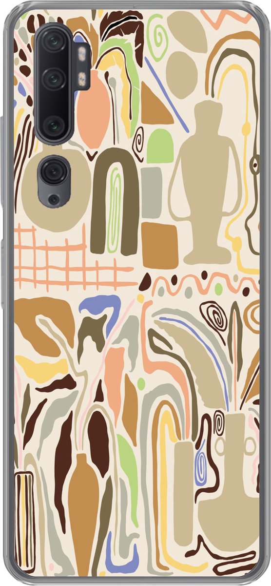 Telefoonhoesje Geschikt voor Xiaomi Mi Note 10 hoesje - Bloem - Abstract - Vaas - Bloempot - Siliconen Telefoonhoesje Telefoonhoesje