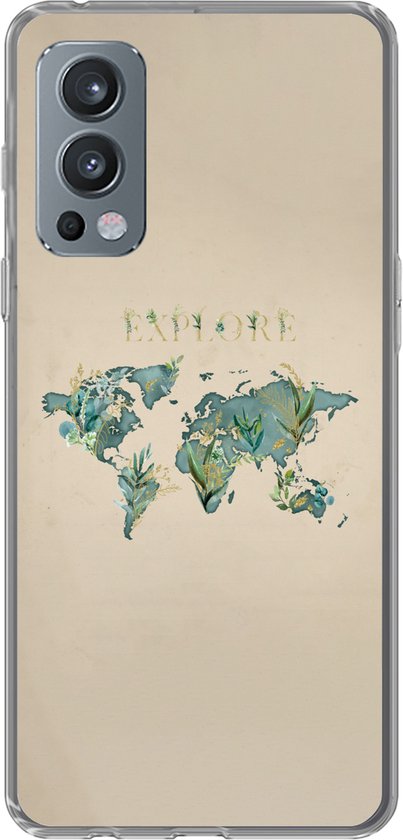 OnePlus Nord 2 5G - Wereldkaart - Plantes - Water - Siliconen