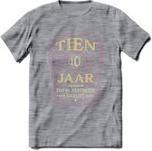 10 Jaar Legendarisch Gerijpt T-Shirt | Oud Roze - Ivoor | Grappig Verjaardag en Feest Cadeau Shirt | Dames - Heren - Unisex | Tshirt Kleding Kado | - Donker Grijs - Gemaleerd - S