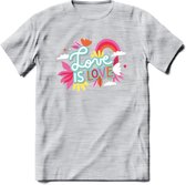 Love is Love | Pride T-Shirt | Grappig LHBTIQ+ / LGBTQ / Gay / Homo / Lesbi Cadeau Shirt | Dames - Heren - Unisex | Tshirt Kleding Kado | - Licht Grijs - Gemaleerd - XXL