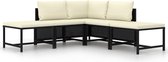 Decoways - 5-delige Loungeset met kussens poly rattan zwart