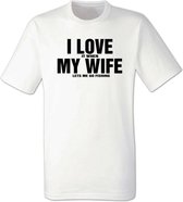 I love it when my wife lets me go fishing Heren t-shirt | vaderdag | vissen | getrouwd | grappig | cadeau | Wit