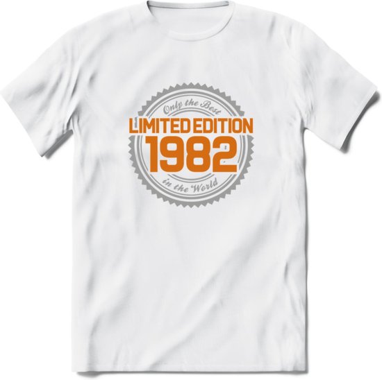 1982 Limited Edition Ring T-Shirt | Zilver - Goud | Grappig Verjaardag en Feest Cadeau Shirt | Dames - Heren - Unisex | Tshirt Kleding Kado | - Wit - S