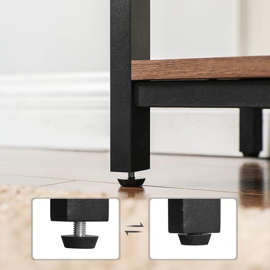 Donkerbruine VASAGLE Dressoir, Keukenkastje Met 3 Open Rekken Badkamerkastje Woonkamer Hal Keuken Thuiskantoor Stalen Geraamte Industriele Stijl Vintage Bruin En Zwart Lsc74bx