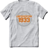 1933 Limited Edition Ring T-Shirt | Zilver - Goud | Grappig Verjaardag en Feest Cadeau Shirt | Dames - Heren - Unisex | Tshirt Kleding Kado | - Licht Grijs - Gemaleerd - L