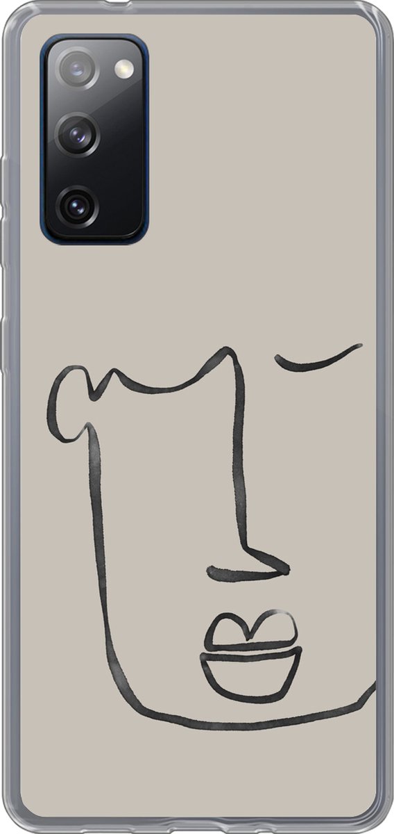 Telefoonhoesje Geschikt voor Samsung Galaxy S20 FE hoesje - Gezicht - Abstract - Line art - Siliconen Telefoonhoesje Telefoonhoesje