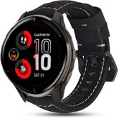 Strap-it Garmin Venu 2 Plus leren bandje - zwart