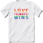 Love Wins | Pride T-Shirt | Grappig LHBTIQ+ / LGBTQ / Gay / Homo / Lesbi Cadeau Shirt | Dames - Heren - Unisex | Tshirt Kleding Kado | - Wit - L